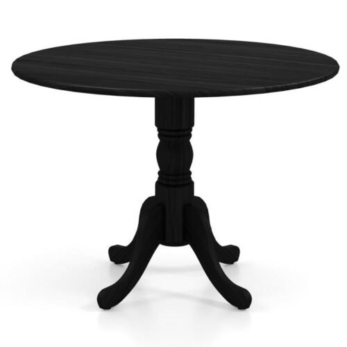 Black Solid Wood 40-inch Round Kitchen Dining Table – Rustic Farmhouse