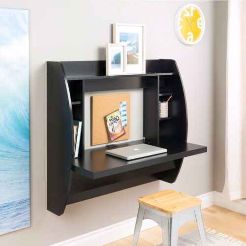 Modern Space Saving Wall Mounted Floating Laptop Desk in Black