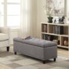 Grey Linen 48-inch Bedroom Storage Ottoman Bench Footrest