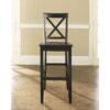 Set of 2 – X-Back Solid Wood 30-inch Barstools in Black Finish