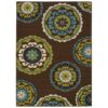 7’10 x 10’10 Outdoor/Indoor Area Rug in Brown Teal, Green Yellow Circles