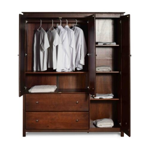 Cherry Wood Finish Bedroom Wardrobe Armoire Cabinet Closet