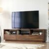 Modern Walnut Finish TV Stand Entertainment Center – Fits up to 70-inch TV