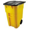 50 Gallon Yellow Commercial Heavy-Duty Trash Can with Black Lid