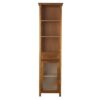 Oak Finish Bathroom Linen Tower Storage Cabinet with Shelves