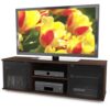 Contemporary Brown TV Stand with Glass Doors – Fits TV’s up to 64-inch