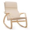 Farmhouse Beige/Natural Linen Upholstered Rocking Chair