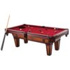 7 Ft Pool Table with Red Burgundy Wool Top and Fringe Drop Pockets