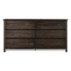 Farmhouse Solid Pine Wood 6 Drawer Dresser in Espresso Finish