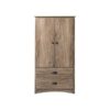 FarmHome Rustic 2 Drawer Bedroom Storage Armoire Grey Oak