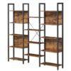 Industrial Farmhouse Rustic Brown Wood Black Metal 14-Shelf Bookcase