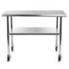 Stainless Steel 48 x 24-inch Kitchen Prep Table with Casters