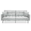 Plush Gray Split-Back Design Convertible Linen Tufted Futon w/ 2 Pillows