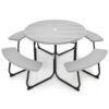 Grey All Weather 8 Seater Picnic Table with Umbrella Hole