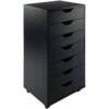 Modern Scandinavian Style 7-Drawer Storage Cabinet Chest in Black Finish