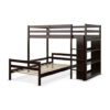 Twin Over Twin Loft Bunk Bed with Bookcase-Dark Brown