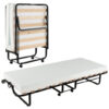 Twin Size Folding Bed with Foam Mattress and Lockable Wheels