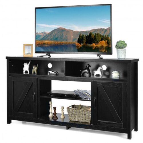 59 Inch TV Stand Media Center Console Cabinet with Barn Door for TV’s 65 Inch-Black