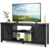 59 Inches TV Stand Media Console Center with Storage Cabinet-Natural