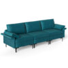 Large 3-Seat Sofa Sectional with Metal Legs for 3-4 people-Peacock Blue