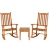 3 Pieces Eucalyptus Rocking Chair Set with Coffee Table