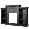 70 Inch Modern Fireplace Media Entertainment Center with Bookcase-Black