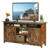 60″Industrial TV Stand Entertainment Center with Shelve and Cabinet-Brown