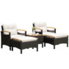 5 Pieces Patio Conversation Set with Cushions Coffee Table and 2 Ottomans