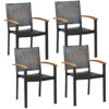 Set of 4 Outdoor Patio PE Rattan Dining Chairs with Powder-coated Steel Frame