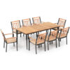 9-Piece Patio Dining Set with 8 Wooden Armchairs