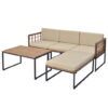 5 Pieces Patio Furniture Set Acacia Wood Sectional Set with Heavy-Duty Metal Frame-Beige