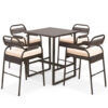 5 Piece Rattan Counter Set with 4 Stools and Polywood Bar Table-Brown