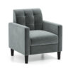 Mid Century Modern Velvet Accent Chair with Tufted Back-Grey