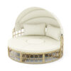 Outdoor Patio Round Daybed with Retractable Canopy and Soft Cushions-White