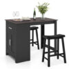 3-Piece Bar Table Set for 2 with 2 Saddle Stools for Dining Room-Black