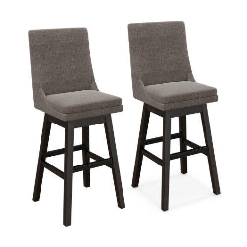 Set of 2 360?° Swivel Bar Stool with Rubber Wood Legs Footrest