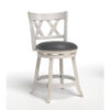 25.5 Inch Hand-Antiqued Stool Set of 2 with Wider Padded Seat-White