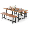 Dining Table Set for 5-7 with 2-Bottle Wine Rack and Condiment Holder