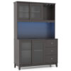 Kitchen Pantry Storage Cabinet Kitchen Hutch with LED lights and Power Outlet-Dark Brown