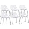 Set of 6 Accent Armless Modern Dining Chairs with Plastic Feet Pads