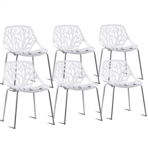 Set of 6 Accent Armless Modern Dining Chairs with Plastic Feet Pads