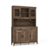 Kitchen Freestanding Hutch Cabinet with Microwave Countertop-Brown