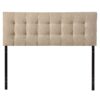 King size Beige Fabric Upholstered Mid-Century Style Headboard