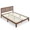 King size Solid Wood Platform Bed Frame with Headboard in Espresso Finish