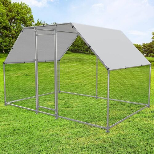 10-Ft x 6.5-Ft Outdoor Walk-in Metal Chicken Coop with Water-Resistant Cover