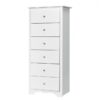 Modern White 6 Drawer Tall Wood Dresser Chest