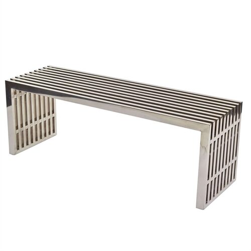 Modern Mid-Century Stainless Steel Accent Bench