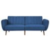 Modern Scandinavian Blue Linen Upholstered Sofa Bed with Wooden Legs