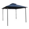 10Ft x 10Ft Outdoor Garden Gazebo with Iron Frame and Navy Blue Canopy