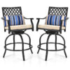 Set of 2 Outdoor Bar Height Chair with Soft Cushions